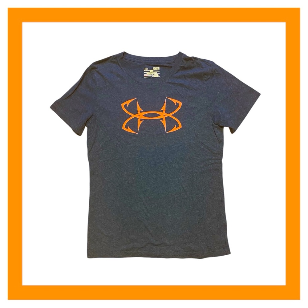 Women’s Under Armour Size Small Navy T-Shirt With Orange Logo